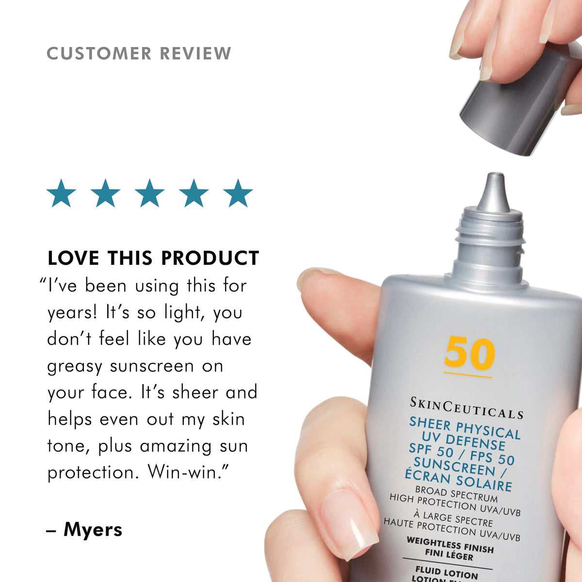 Sheer Physical UV Defence SPF 50  from SkinCeuticals Availble To Purchase Online from The Remedy Lounge in Cornwall, ON